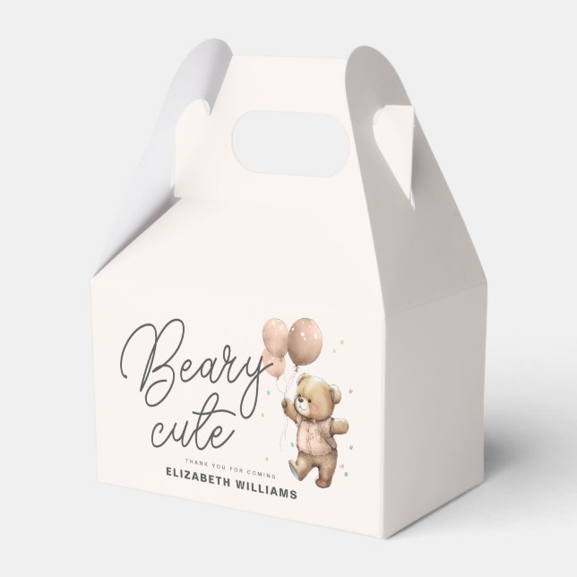 Cute Modern Teddy Beary Sweet Baby Shower Party Presentaskar (Framsidan Sidan)