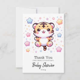 Cute Modern Tiger Baby Shower Tack Kort