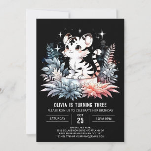 Cute Modern Tiger Birthday Inbjudningar