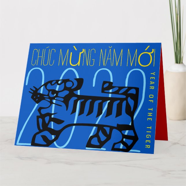 Cute Modern Tiger Year Hälsning på vietnamesiska H Kort (Framsida)