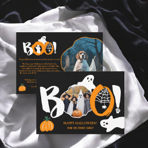 Cute Modern trendig Boo spöken 2 foton Halloween Julkort