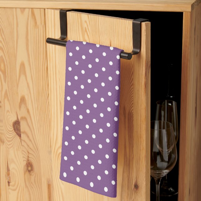 Cute Modern Trendig Lila Polka dots Kökshandduk (Thirds Fold)