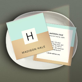 Cute Modern Turcos Guld Monogram Beauty Stylist Fyrkantigt Visitkort