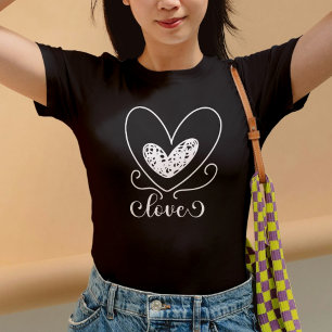 Cute Modern Typography Kärlek Hearts Valentines da T Shirt