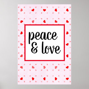 Cute Modern Typography Peace and Kärlek Poster