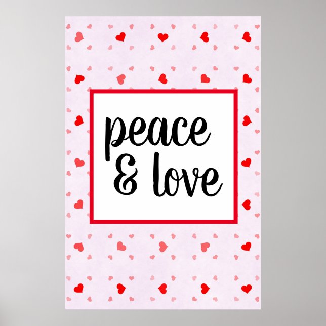 Cute Modern Typography Peace and Kärlek Poster (Framsidan)