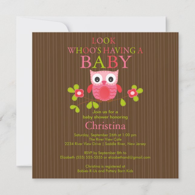 Cute Modern Uggla Baby Shower-inbjudningar Inbjudningar (Framsida)