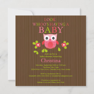 Cute Modern Uggla Baby Shower-inbjudningar Inbjudningar