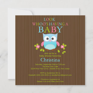 Cute Modern Uggla Baby Shower-inbjudningar Inbjudningar