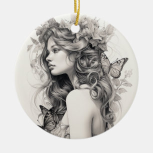 Cute modern uncommon Newlyed Gift for her Wifey Julgransprydnad Keramik