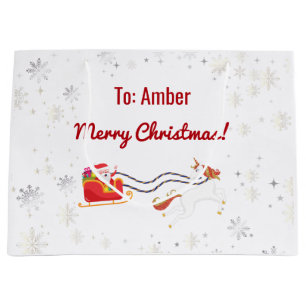 Cute Modern Unicorn Santa Personlig Namn Julafton