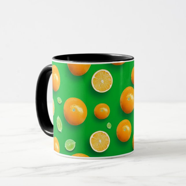 Cute Modern Unique Citrus Fruit Art Mönster Mugg (Framsida vänster)