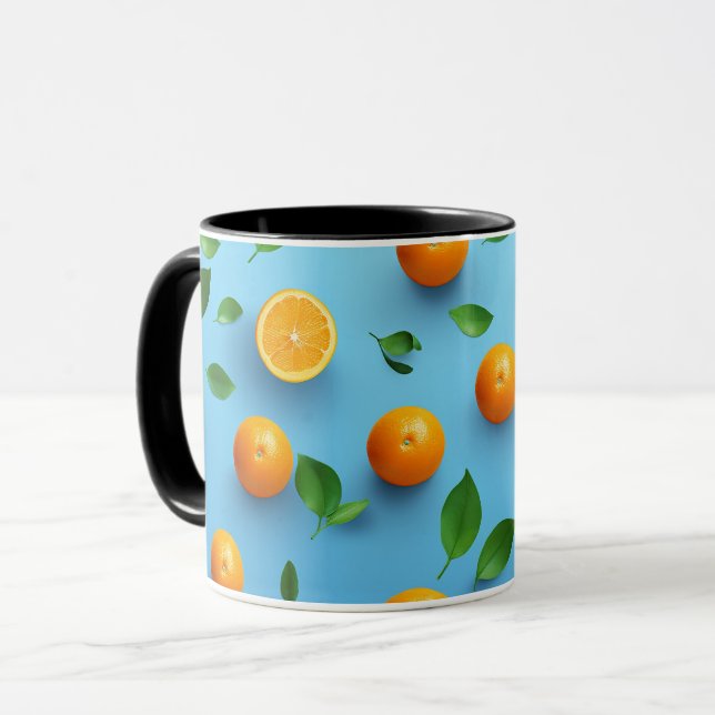 Cute Modern Unique Citrus Fruit Art Mönster Mugg (Framsida vänster)