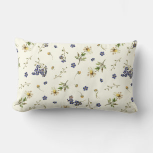 Cute Modern Vintage Wildblommor Ivory White Lumbarkudde