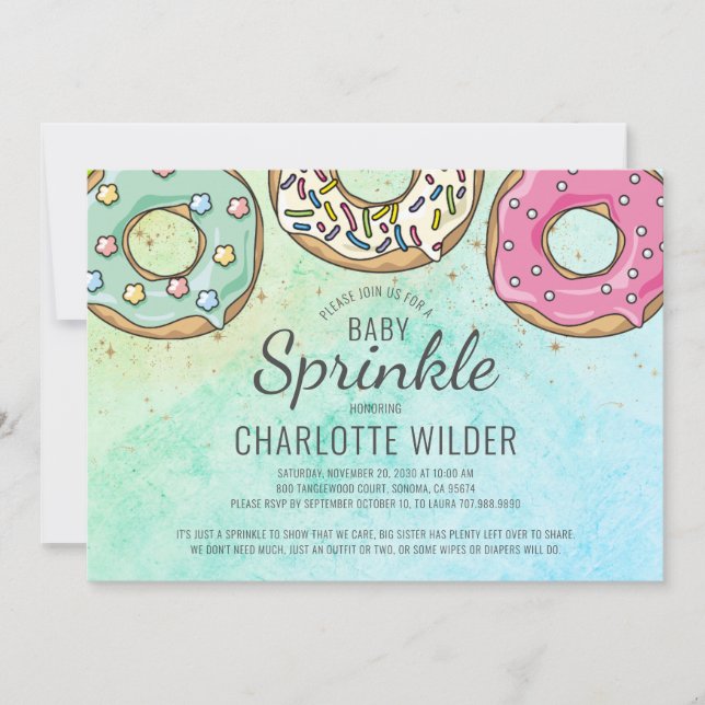 Cute Modern Watercolor Donut Baby Sprinkle Inbjudningar (Framsida)