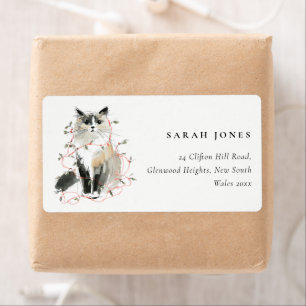 Cute Modern Watercolor, julklapp Adress Fraktsedel
