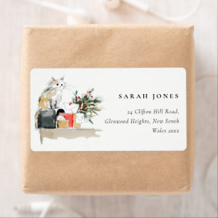 Cute Modern Watercolor-julklapp Adress Fraktsedel