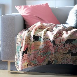 Cute Modern Watercolor Paris Cafe Cat Mönster