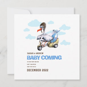 Cute Modern Whimsical Funny Stork Gravid Meddelande