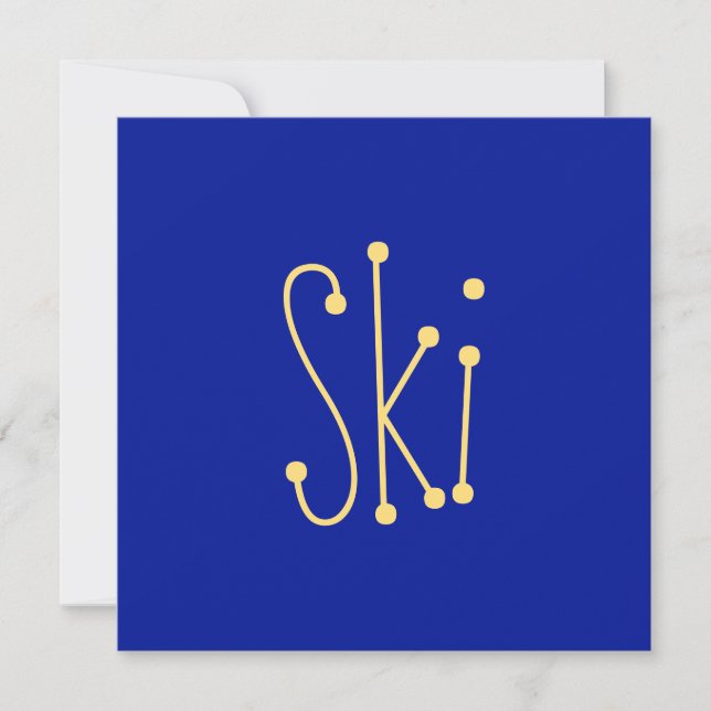 Cute Modern Whimsical SKI Text på Royalet Blue (Framsida)