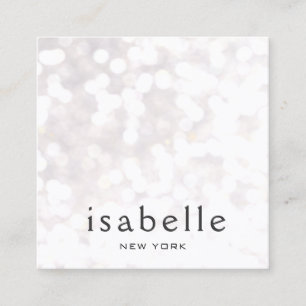Cute Modern White Bokeh Glitter Square Fyrkantigt Visitkort