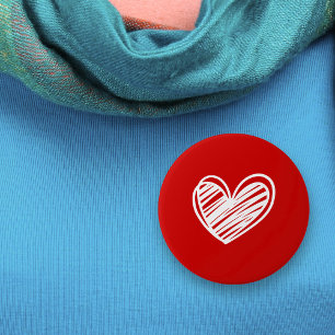Cute Modern White Red Hearts Kärlek Romantic Women Knapp