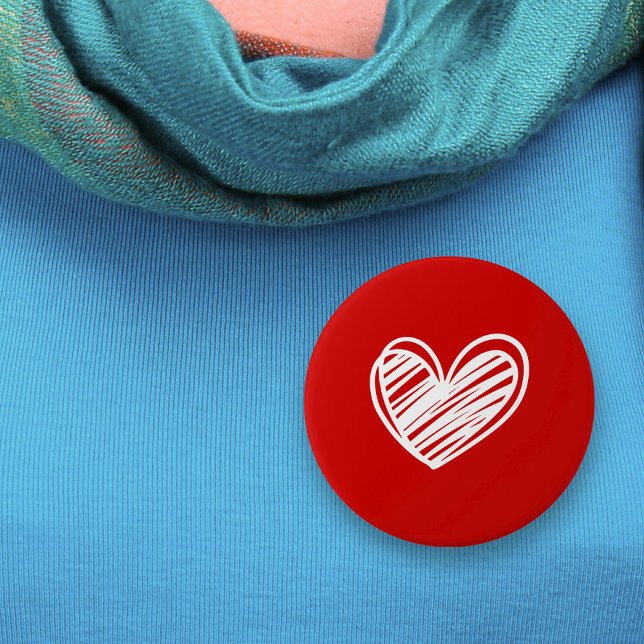 Cute Modern White Red Hearts Kärlek Romantic Women Knapp (Skapare uppladdad)