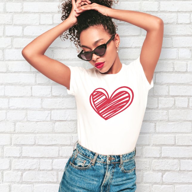 Cute Modern White Red Kärlek Hearts Elegant Women T Shirt (Skapare uppladdad)