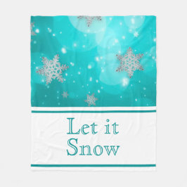 Cute Modern Winter Snöflingor Blue White Fleecefilt