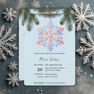 Cute Modern Winter Snöflingor Cute Baby Shower Inbjudningar