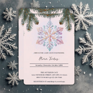 Cute Modern Winter Snöflingor Cute Baby Shower Inbjudningar
