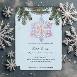 Cute Modern Winter Snöflingor Cute Baby Shower Inbjudningar