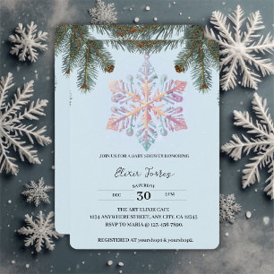 Cute Modern Winter Snöflingor Cute Baby Shower Inbjudningar