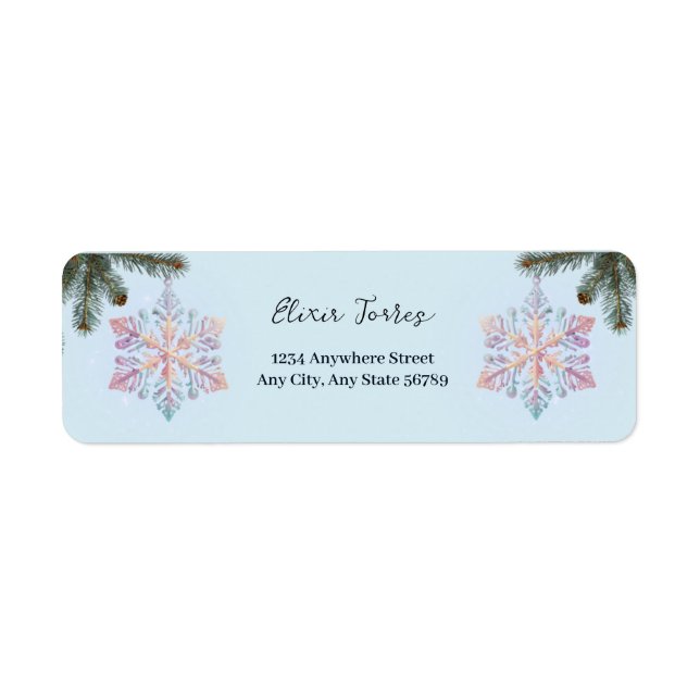 Cute Modern Winter Snöflingor Cute Baby Shower Returadress Etikett (Framsidan)
