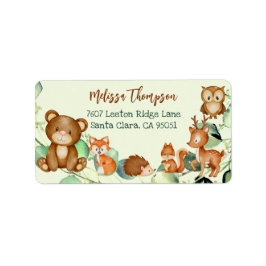 Cute Modern Woodland Whimsical Forest Friends Adressetikett