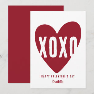 Cute Modern XOXO Heart Personlig Valentine Julkort