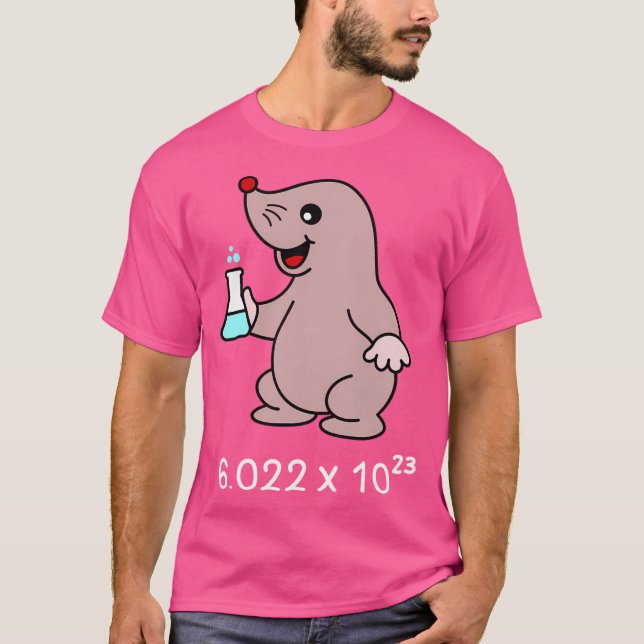 Cute Mole Chemist. Avogadros nummer Pun. T Shirt (Framsida)