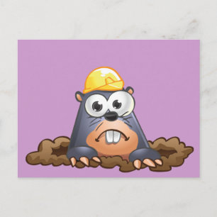 Cute Mole Gräver Tecknad Vykort