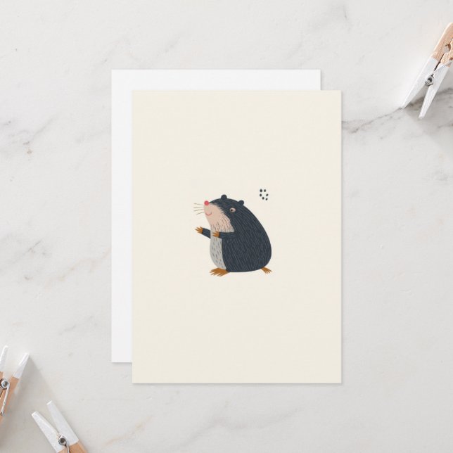 Cute Mole Greeting Card – Invitation Card Inbjudningar (Fram/Back In Situ)