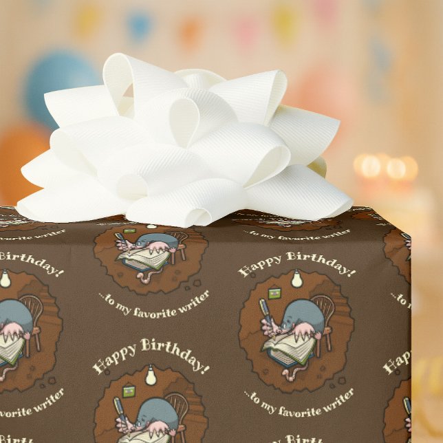 Cute Mole Happy Birthday Favourite Writer Cartoon Presentpapper (Skapare uppladdad)