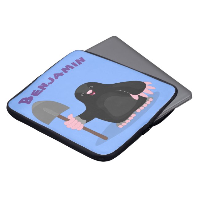 Cute mole med skal-tecknad laptop fodral (Framsida topp)