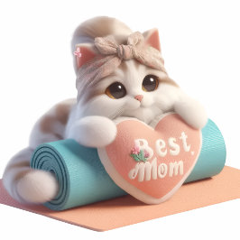 Cute Mom Cat Heart Throw Pillow Lumbarkudde