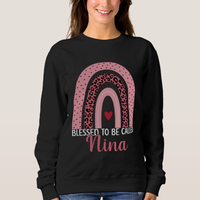 Cute Mom Grandma Blessed To Be Called Nina Leopard T Shirt (Framsida)