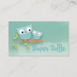 Cute Momma Uggla och Baby Uggla Diaper Raffle Bilj Tilläggskort