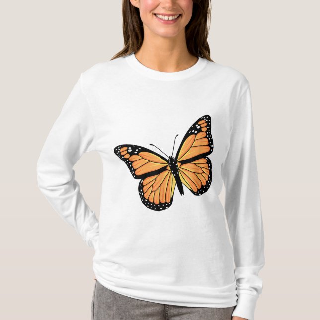 Cute Monarch Butterfly Art Manar Women Garden Butt T Shirt (Framsida)