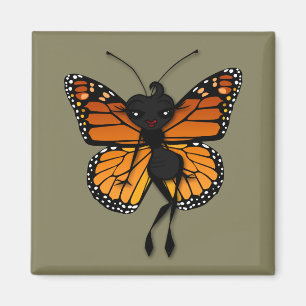 CUTE MONARCH BUTTERFLY DAM SQUARE MAGNET