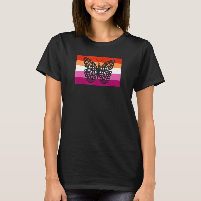 Cute Monarch Butterfly Garden Gay Lesbisk Pride Fl T Shirt (Framsida)