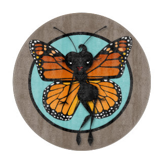 CUTE MONARCH BUTTERFLY ROUND CUTYARD BOARD