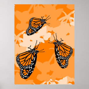Cute Monarch Butterfly Trio på Svan Plant Poster