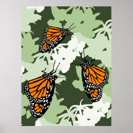 Cute Monarch Butterfly Trio på Svan Plant Poster